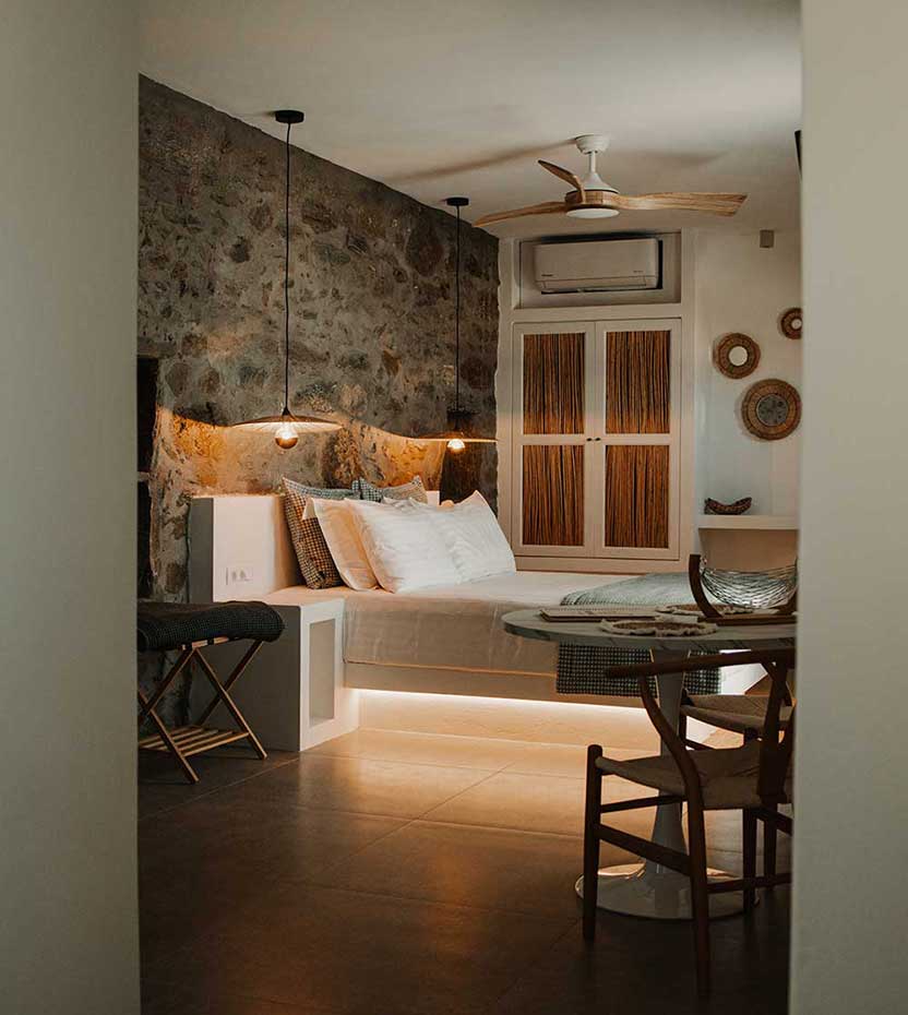 Το υπνοδωμάτιο στο Villa Afrodite στη Φολέγανδρο